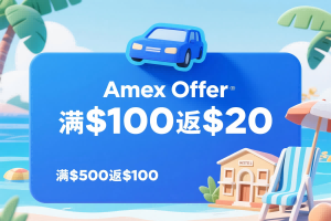 Wyndham Amex Offer，满$100返$20；Amex Sixt 租车优惠，满$500返$100