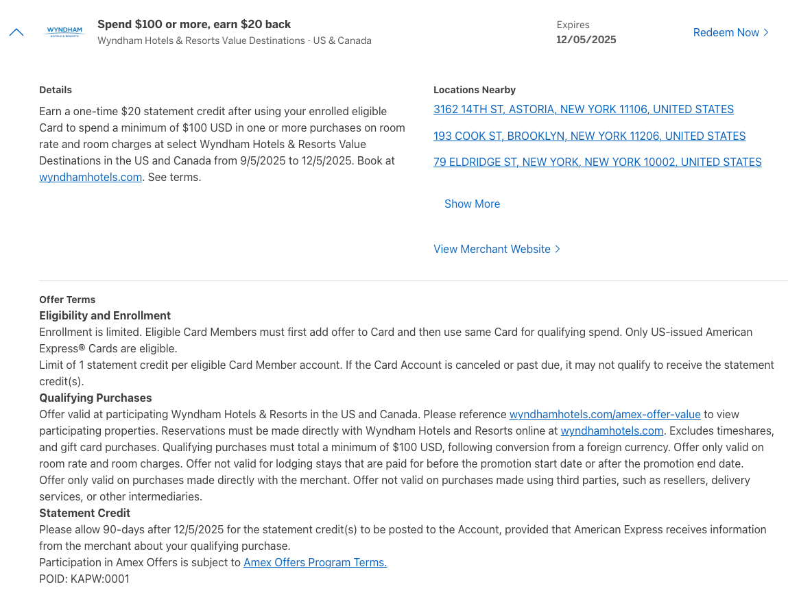 Wyndham Amex Offer,满$100返$20;Amex Sixt 租车优惠,满$500返$100插图 Wyndham Amex Offer,满$100返$20;Amex Sixt 租车优惠,满$500返$100插图